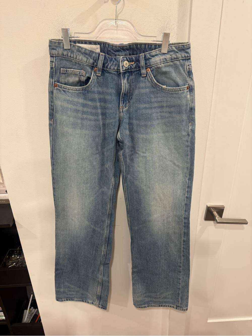 Zara Washed Blue Straight Jeans
